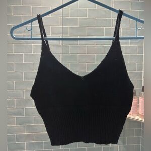 Black knit crop top